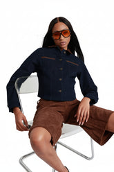 Cognac Trim Denim Jacket
