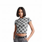 Black Plaid Baby Tee
