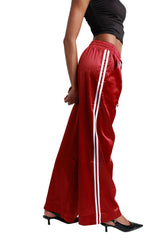 Red Satin Striped Joggers