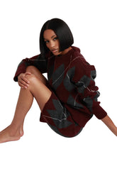 Maroon Argyle Knit Set