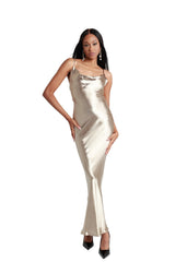 Champagne Maxi Satin Gown