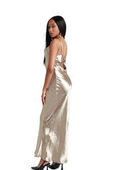Champagne Maxi Satin Gown