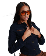 Cognac Trim Denim Jacket