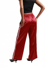 Red Satin Striped Joggers