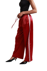 Red Satin Striped Joggers