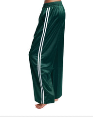 Emerald Satin Striped Joggers