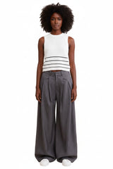 Low Waist Wide Leg Pleated Trousers