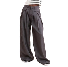 Low Waist Wide Leg Pleated Trousers