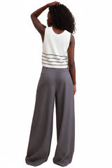 Low Waist Wide Leg Pleated Trousers