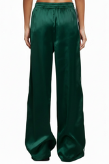 Emerald Satin Striped Joggers